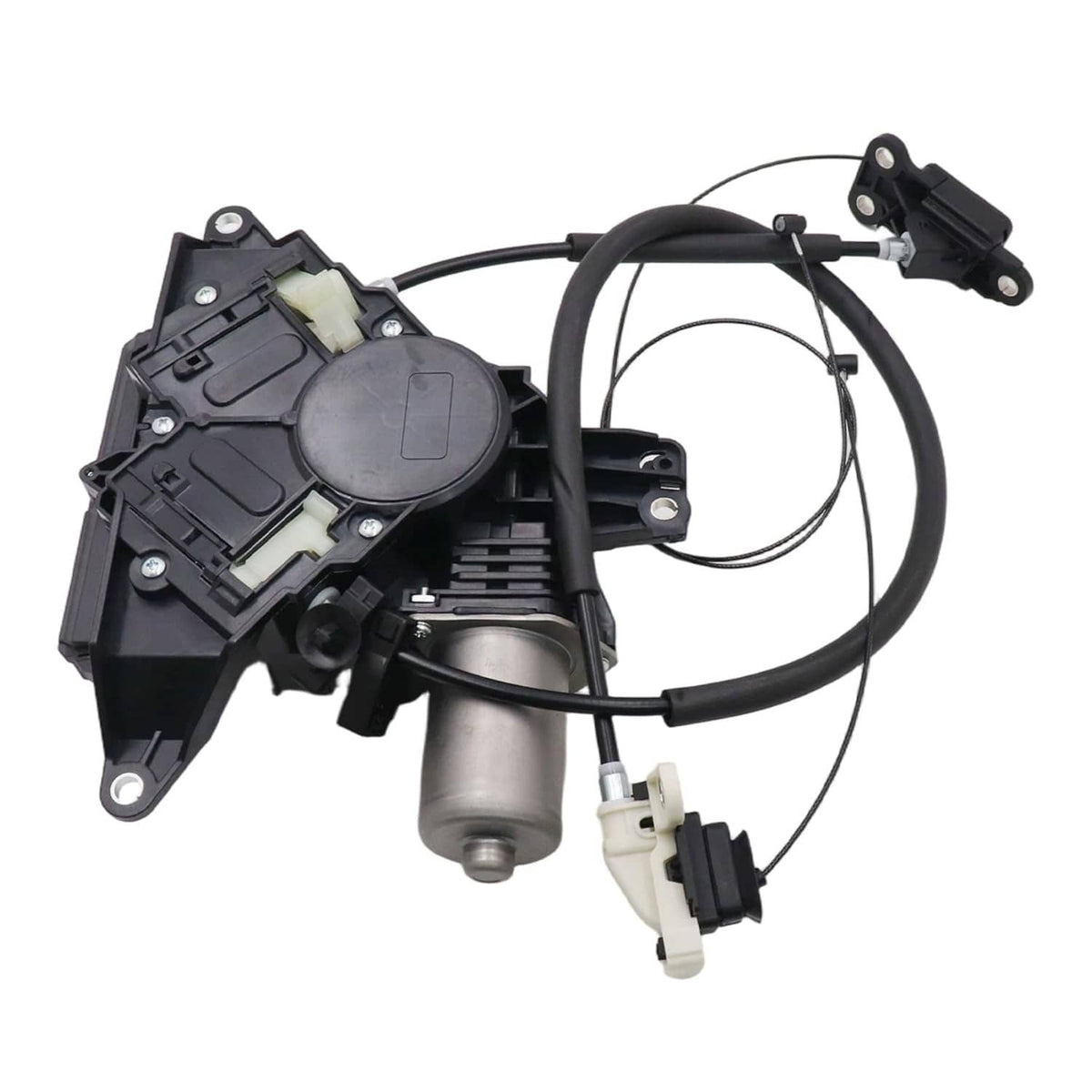 Right-side power sliding door motor assembly with cables and electronic actuator