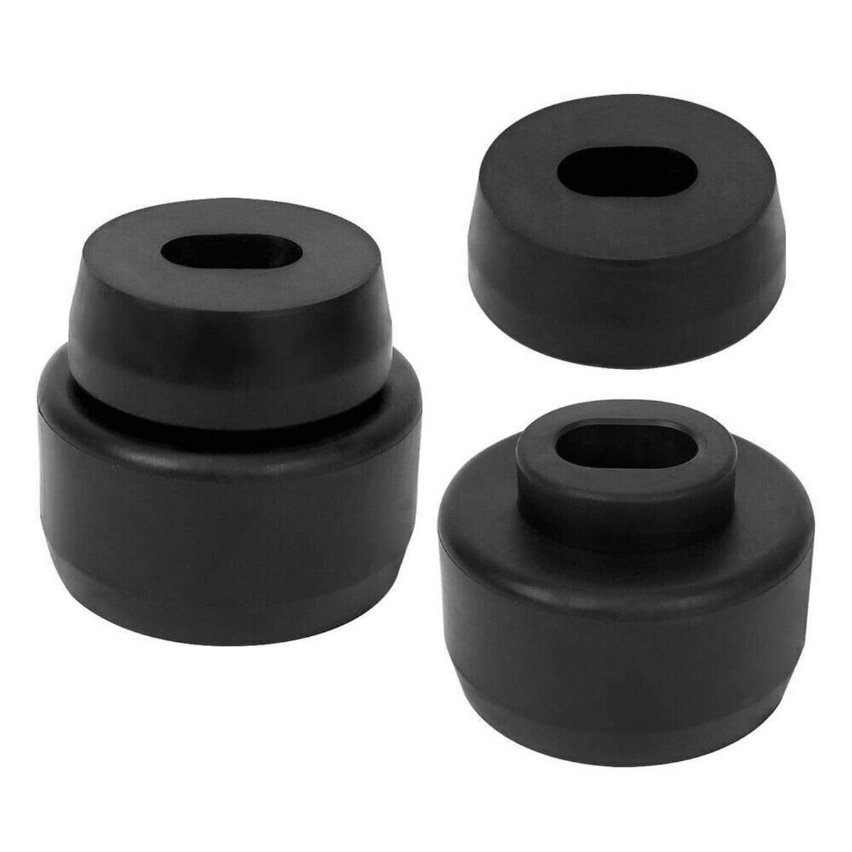 Black body mount bushing set, molded rubber sleeves with center holes