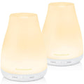White essential oil diffuser set of two, with mist and light control base