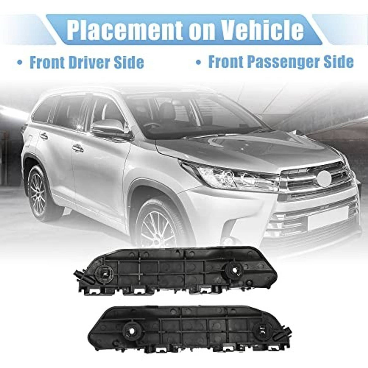 Front bumper mounting support brackets for driver and passenger sides, black