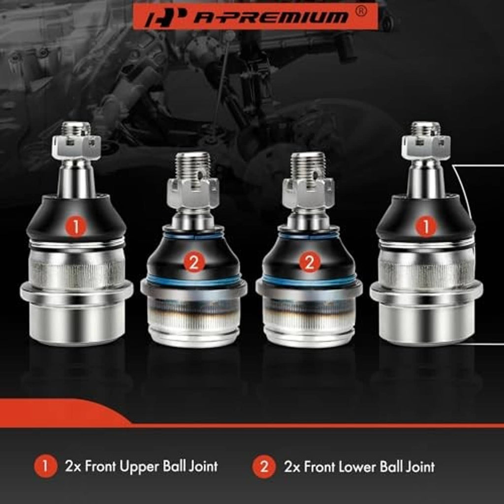 Set of front upper and lower ball joints: two upper and two lower with boots