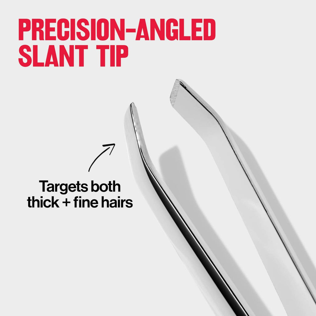 Revlon slant tweezer with precision angled tip; close-up of the slanted ends
