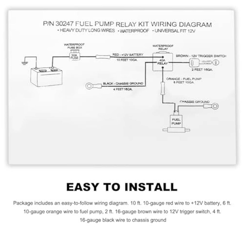 Fuel pump relay wiring diagram sheet with easy-to-install connection diagram
