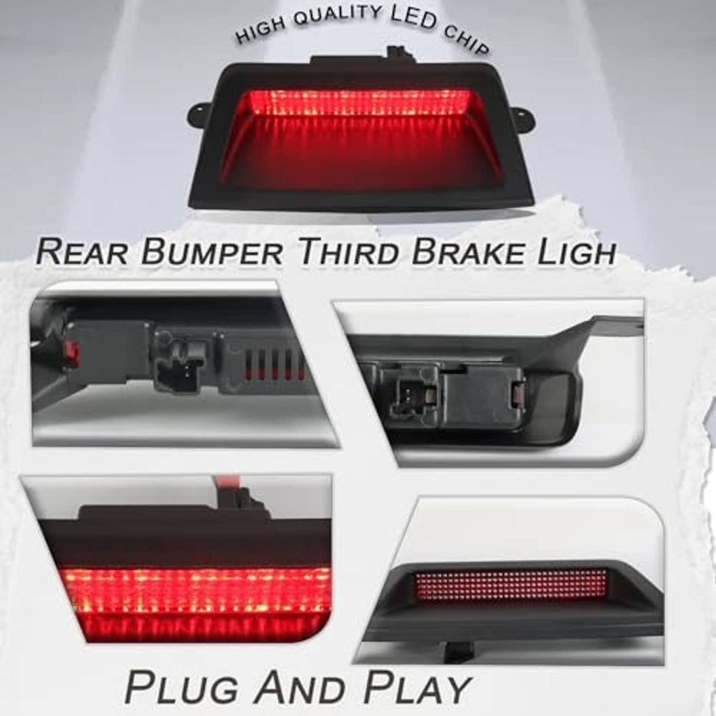 Black LED third brake light with red lens light bar and side mounting points