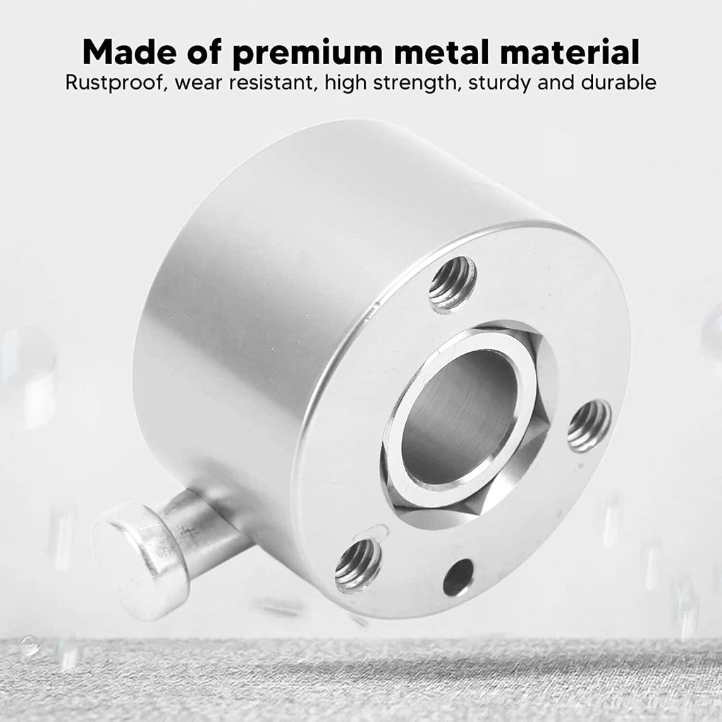 Silver metal quick-release steering wheel hub with threaded mounting face