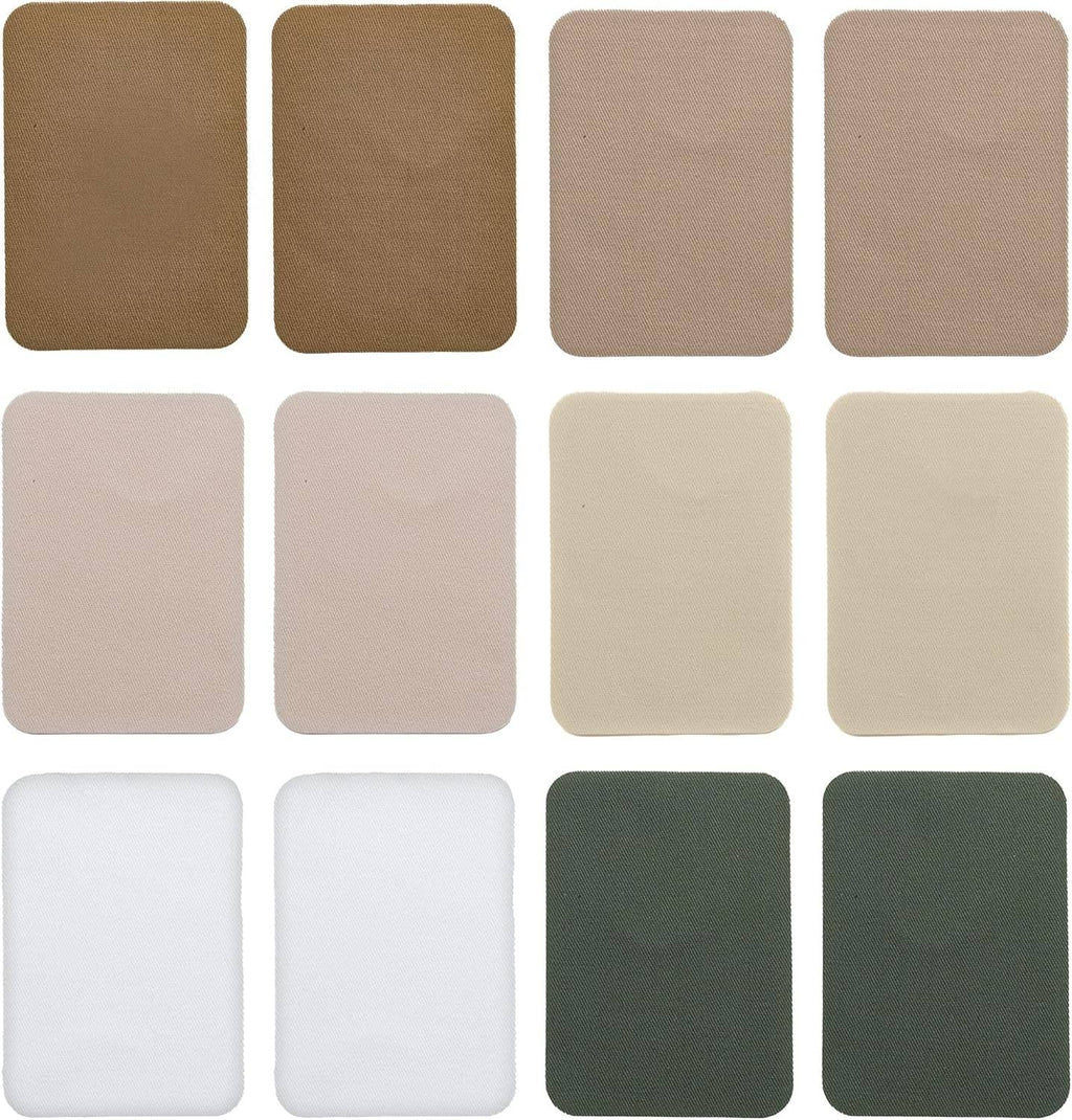 Square iron-on patch set, 12-piece assorted neutral colors