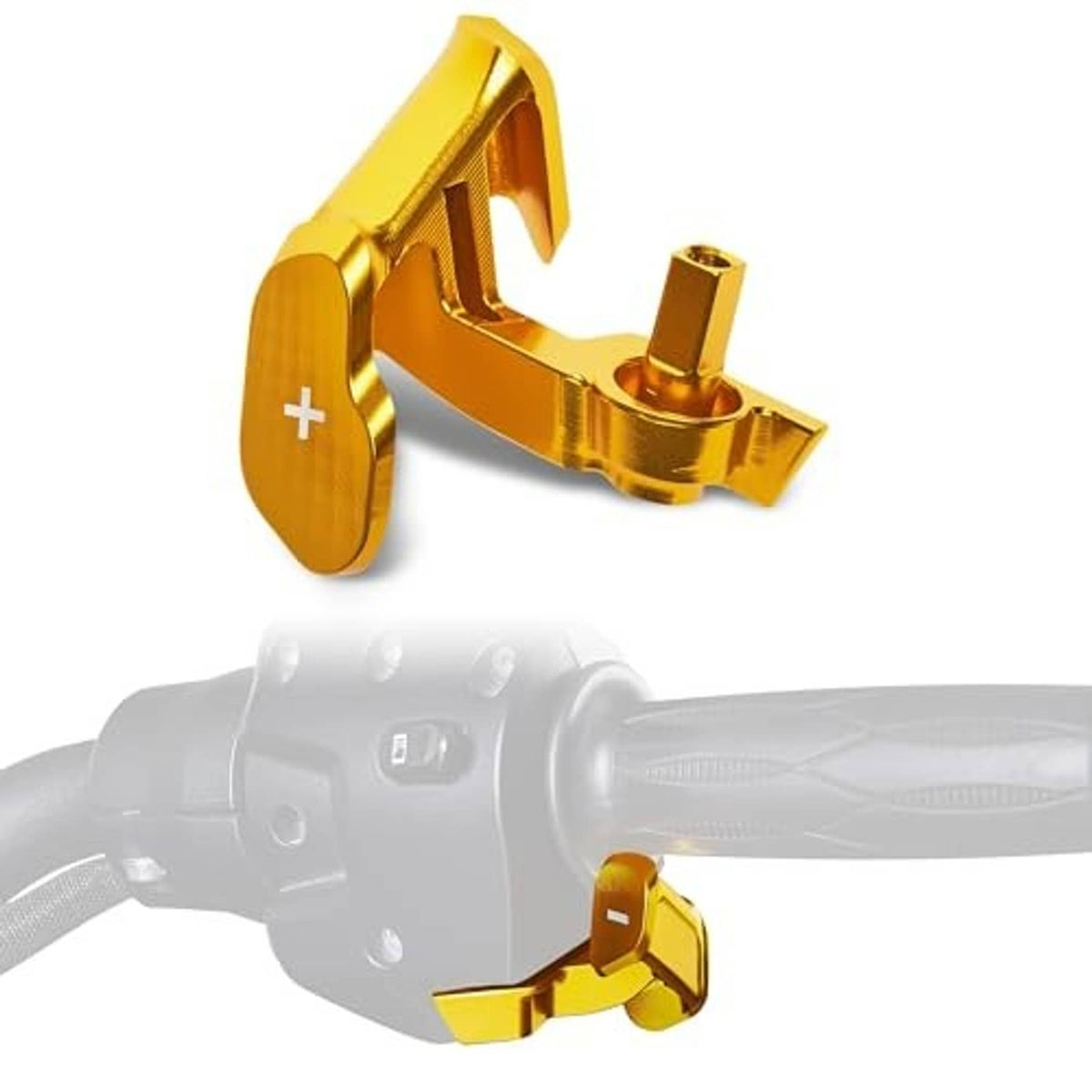 Gold aluminum thumb throttle paddle lever with mounting post for shift control