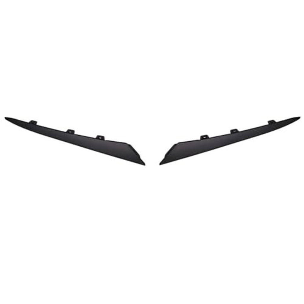 Front bumper corner trim pair, matte black pointed ends with mounting tabs