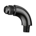 Black 90° AN to 1/8 NPT male elbow fitting with flared AN end and NPT threads