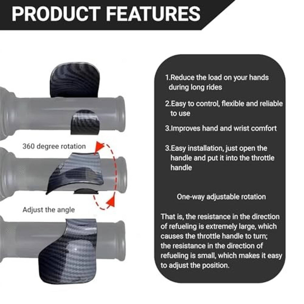 Adjustable one-way carbon fiber throttle clip with 360-degree rotation for grip comfort