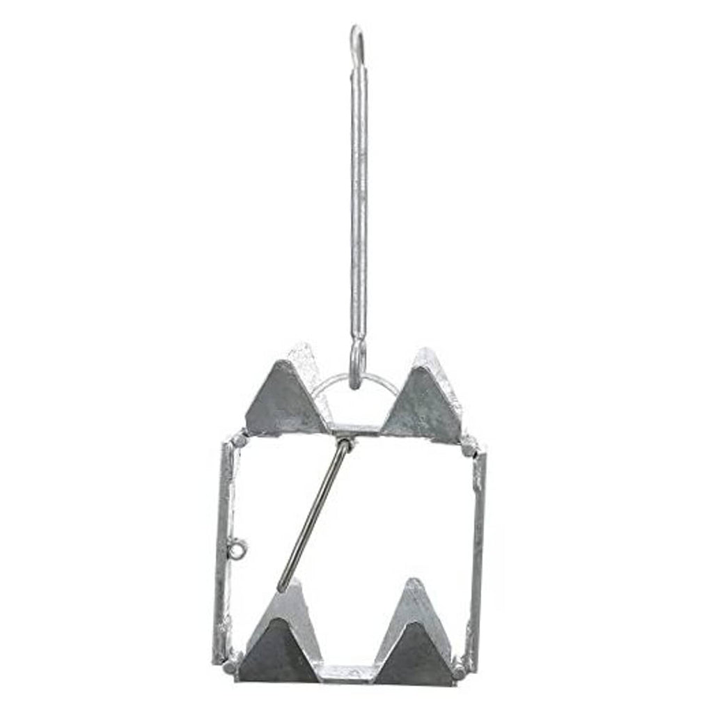 Hot-dipped galvanized steel fold-and-hold anchor with uplift ring and three triangular flukes