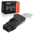 Camshaft position sensor with black connector and metal mounting bracket
