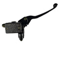 Front brake master cylinder lever assembly with black lever, mounting bracket and reservoir