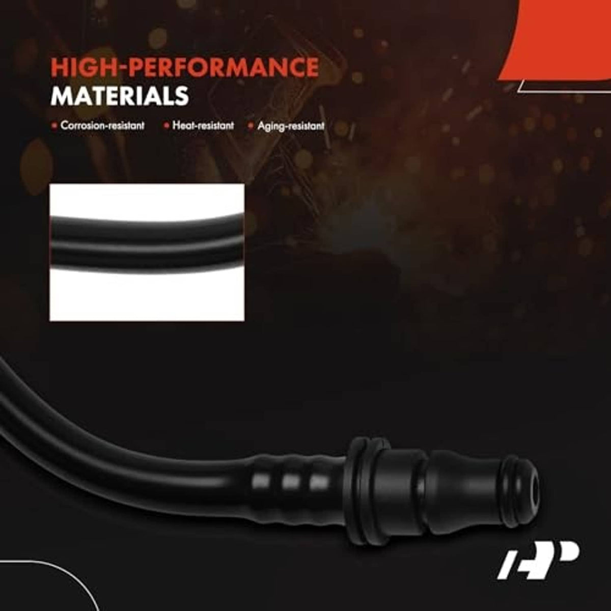 Black coolant hose pipe with ribbed coupler and molded end