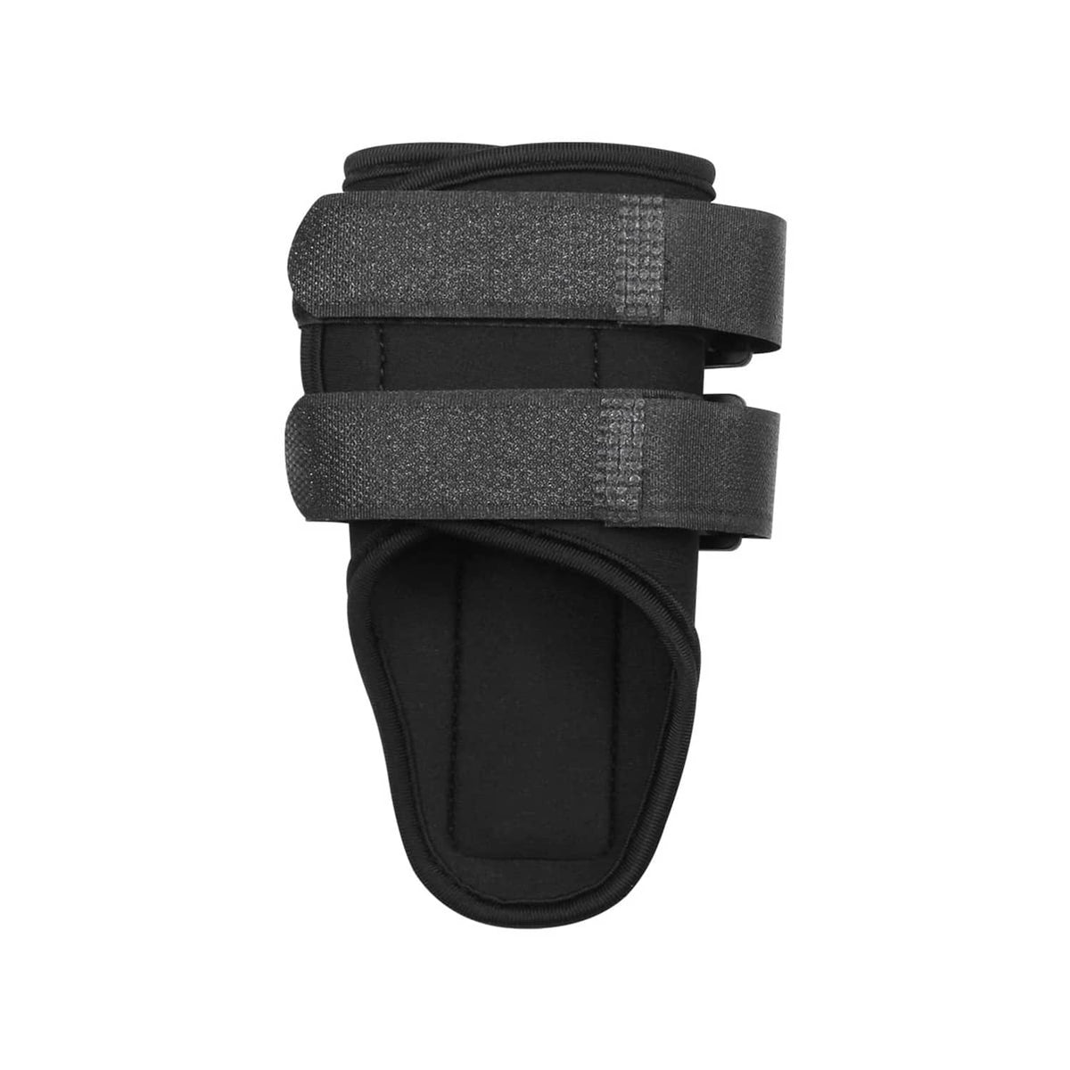 Gray-black wrist brace with two fabric straps and padded wrist cup