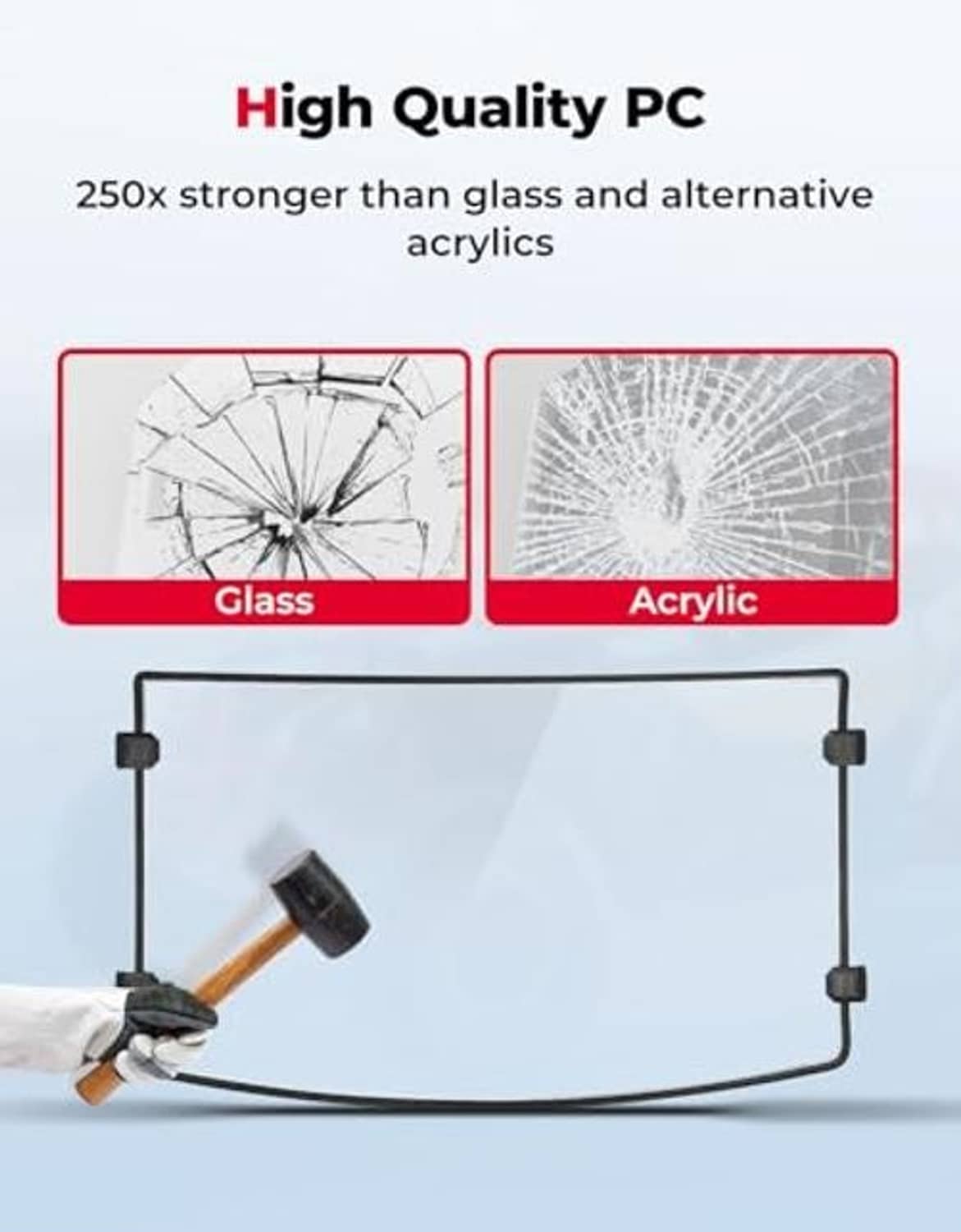Polaris front windshield panel in black frame mounts with clear, scratch-resistant PC