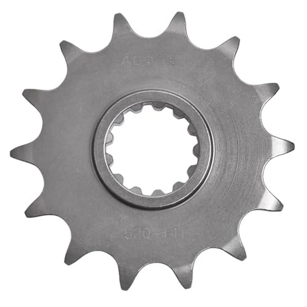 Metal front motorcycle sprocket gear wheel with center splined hub, dark gray