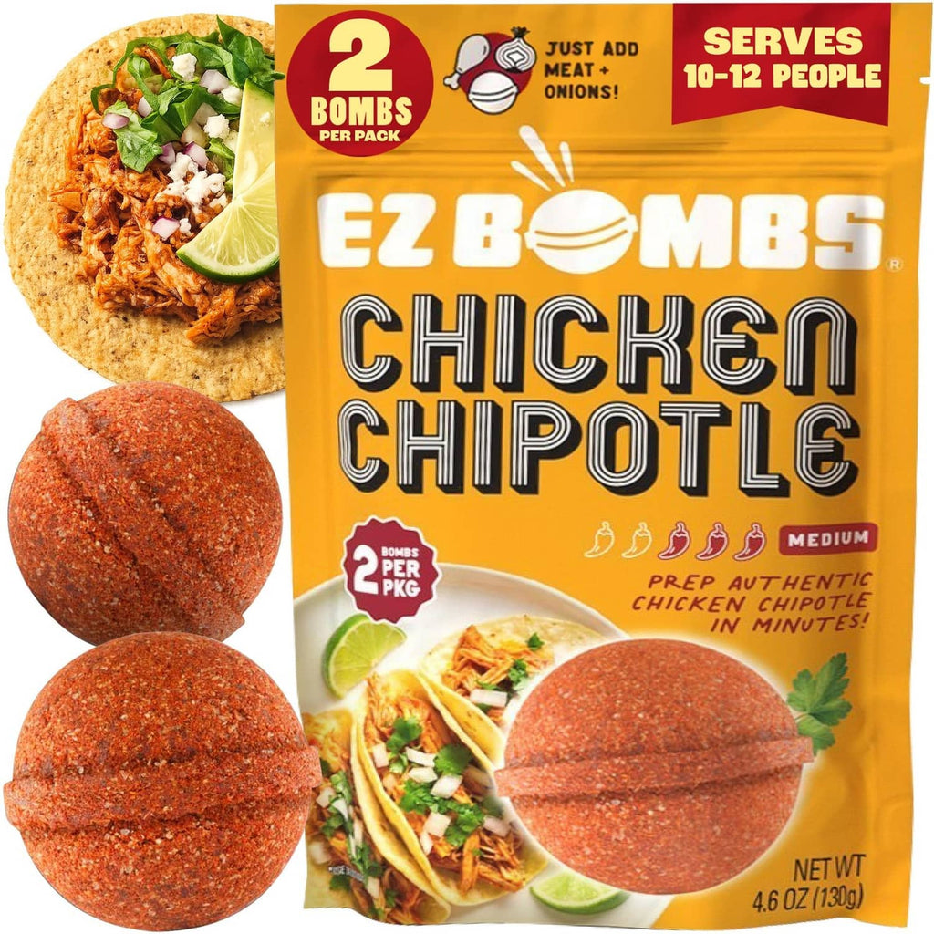 EZ Bombs chicken chipotle seasoning pack with spice bombs and taco image