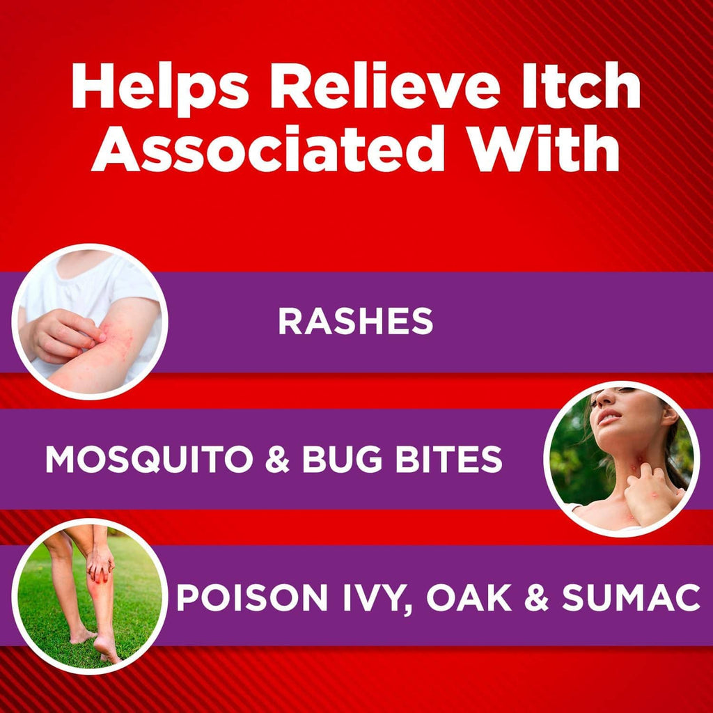 Cortizone-10 itch relief cream graphic listing rash, bug bites, poison ivy uses