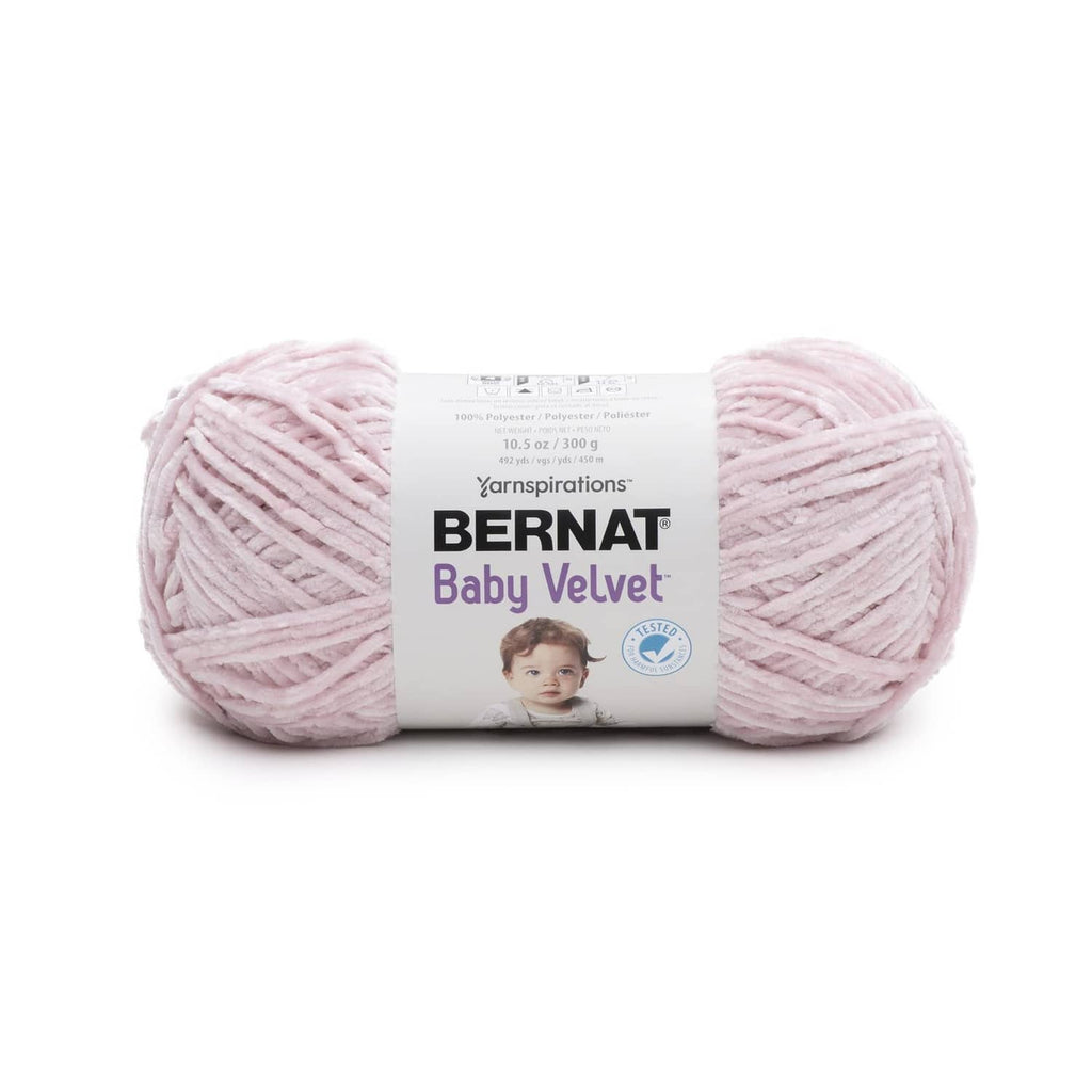 Bernat Baby Velvet yarn 2-pack, pale pink skeins with product label