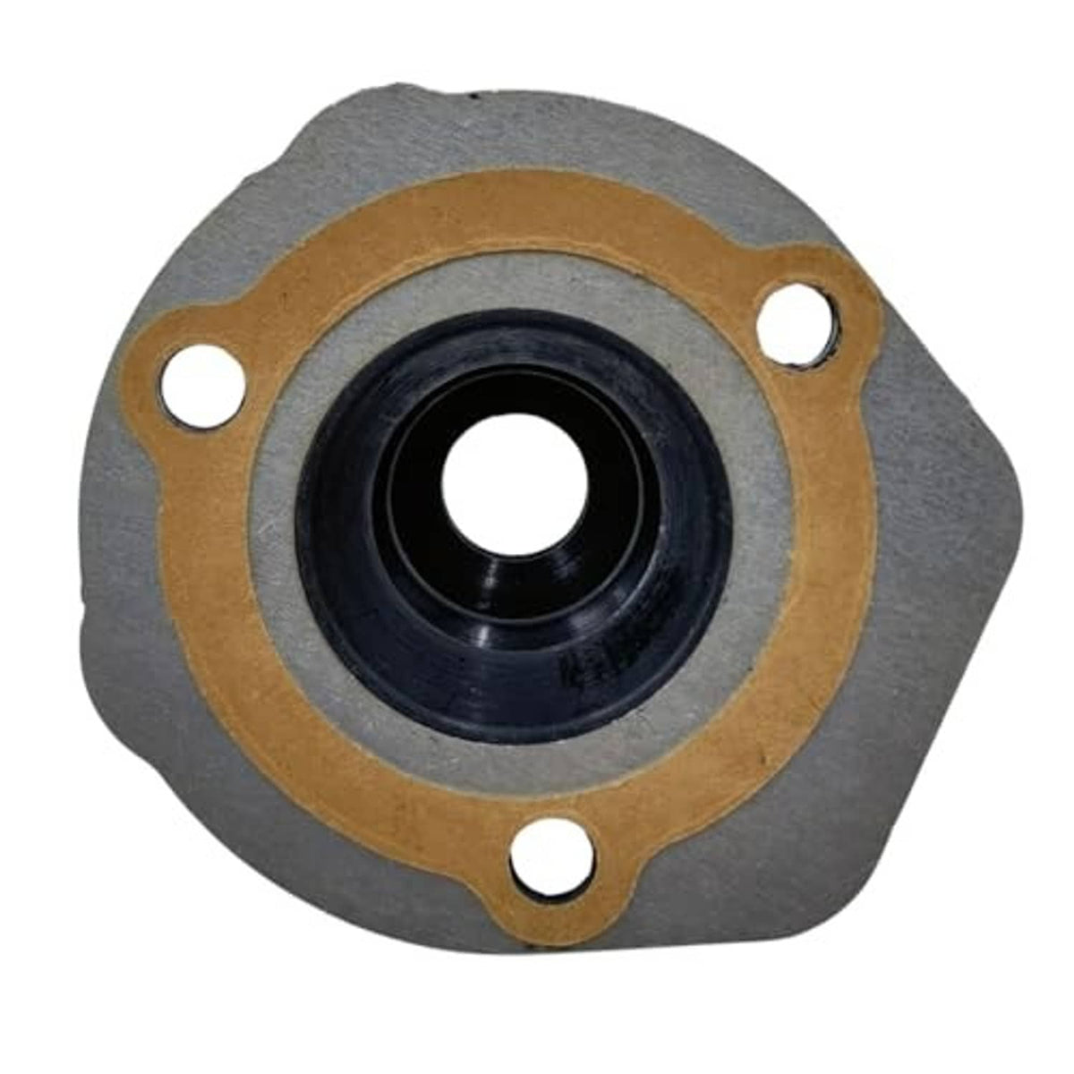Gray gasket with brown ring and black rubber center seal