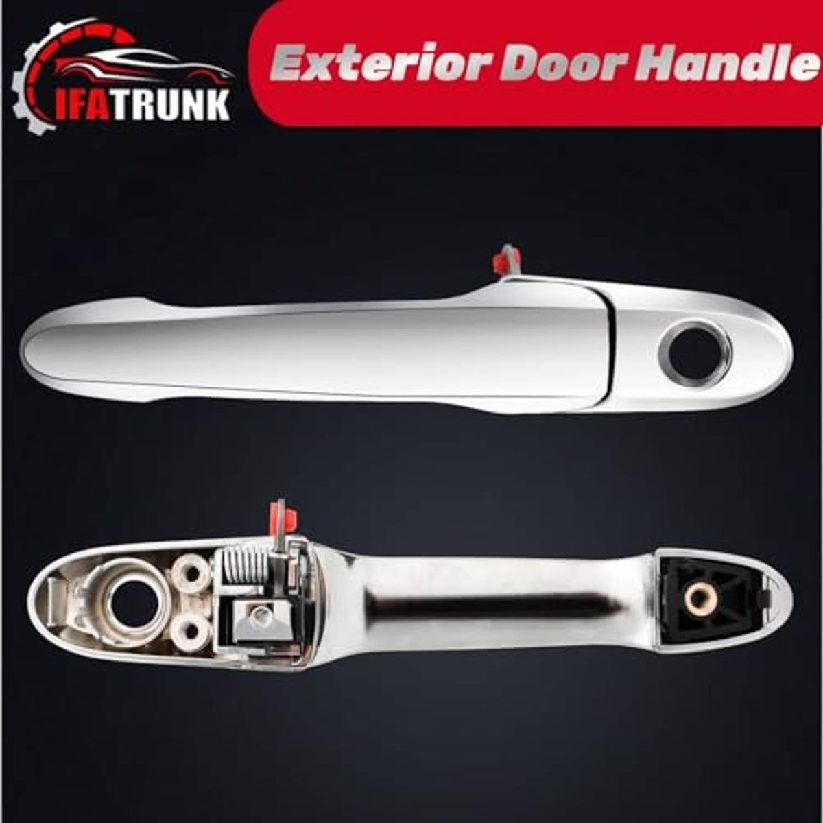 Chrome exterior door handle front left driver side, front cover and inner housing
