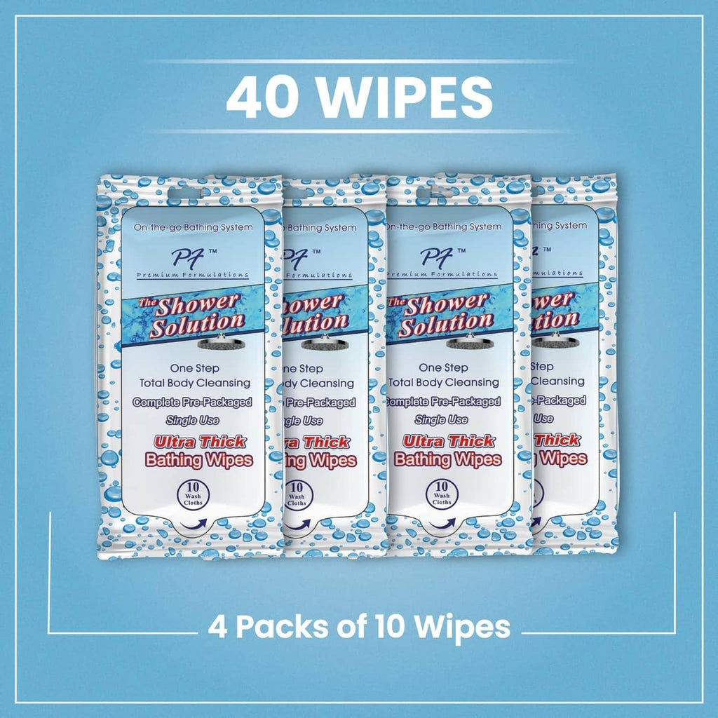 Set of Ultra Thick Bathing Wipes showing 40 wipes total from four 10-wipe packs