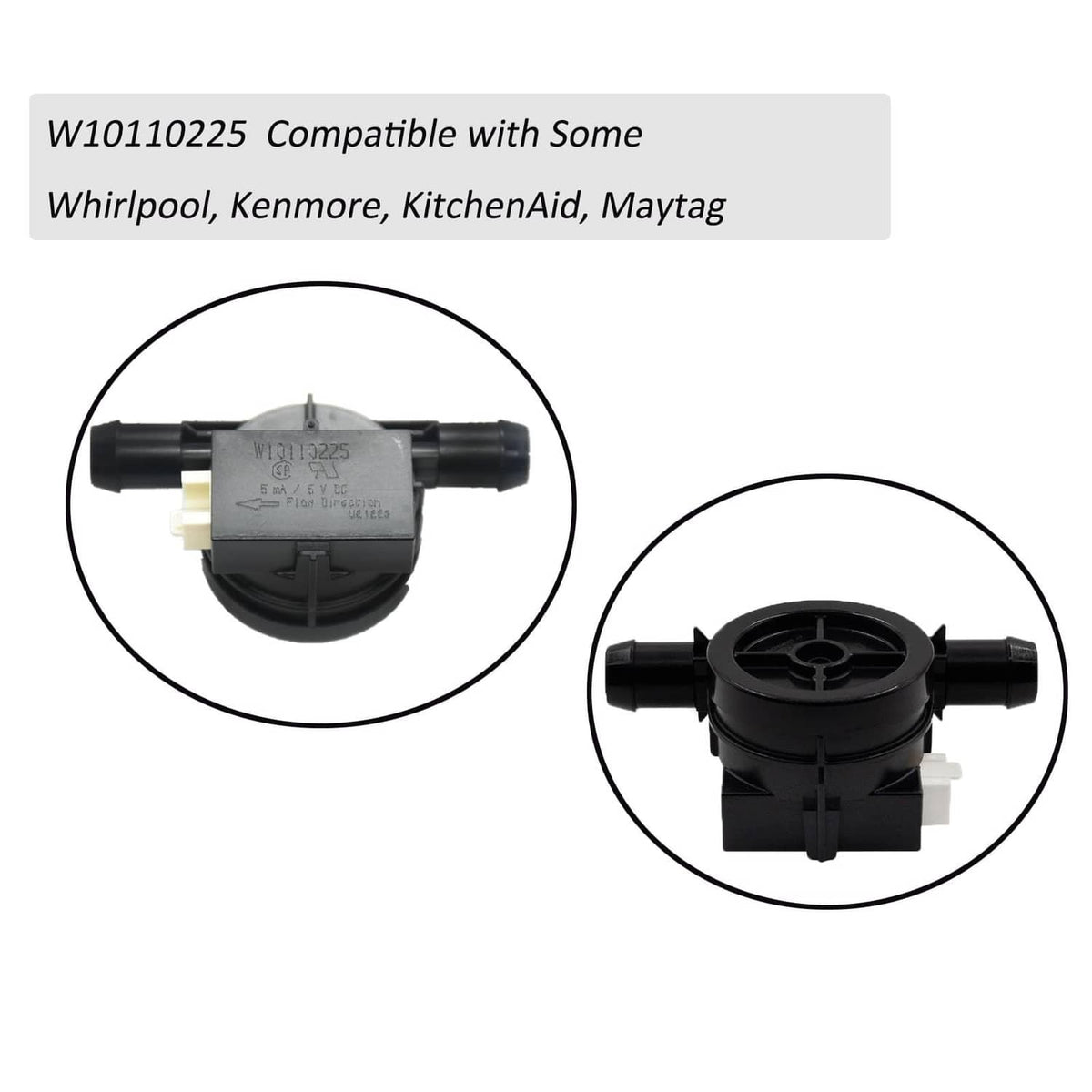 Inlet flow meter valve with black housing and twin hose connectors