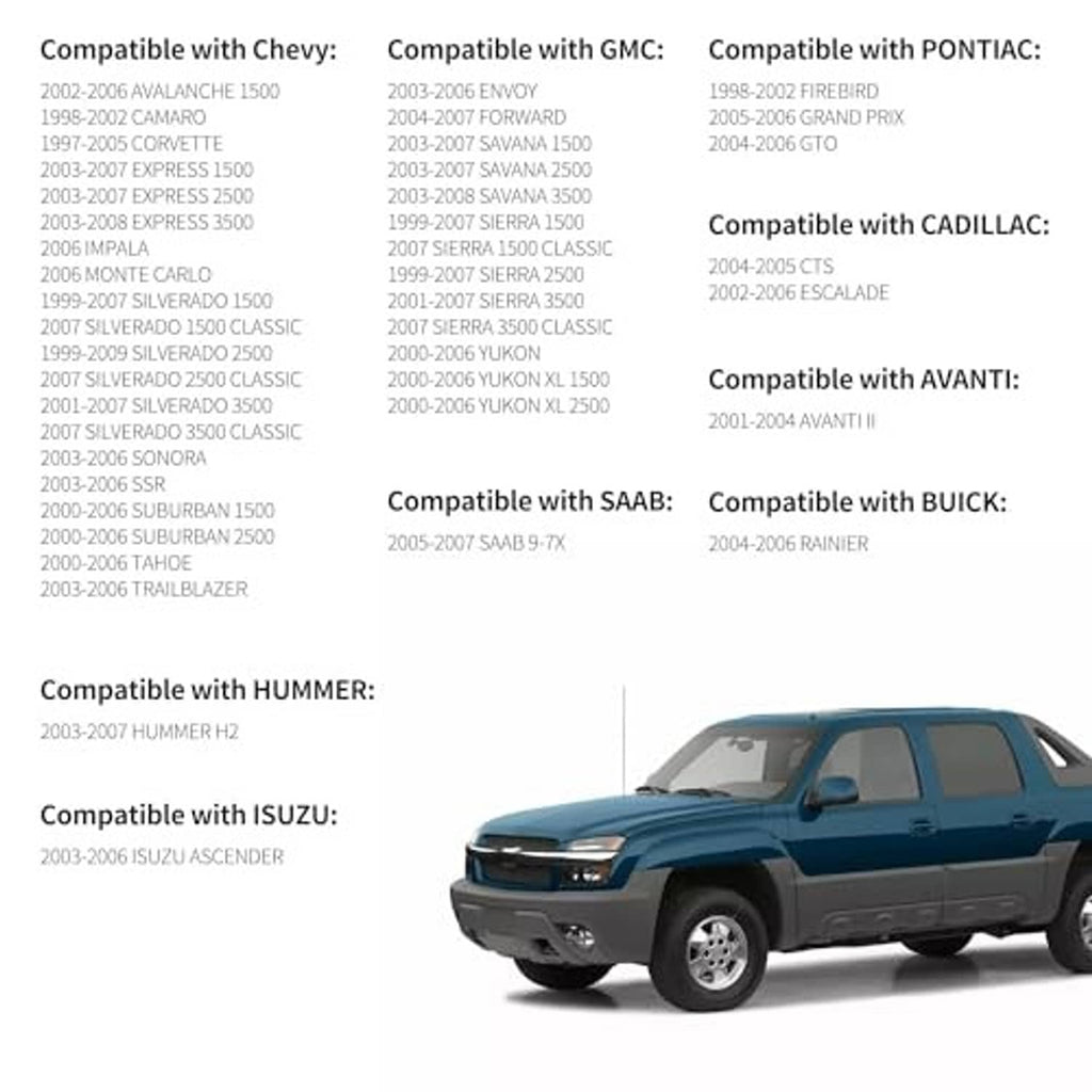 Crank sensor pigtail plug compatibility list with vehicle image