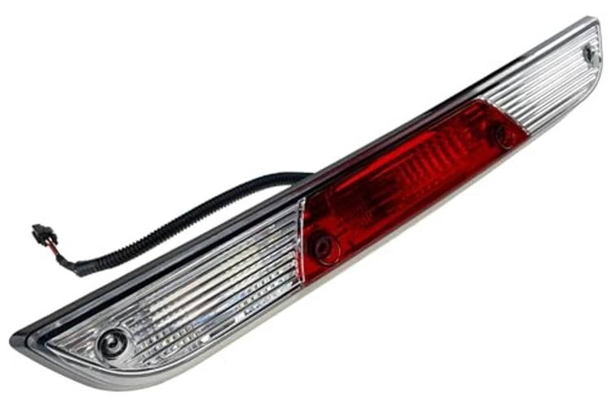 Center high mount third brake light bar with red center lens and chrome trim