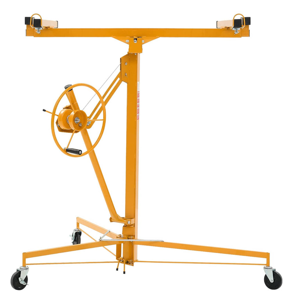 Uimoso 11ft drywall lifter hoist with adjustable arm, hand crank, and lockable wheels