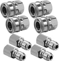 Stainless steel NPT quick connector kit, male and female fittings, 8-piece set