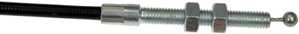 Hood release cable connector with threaded metal parts and black cable