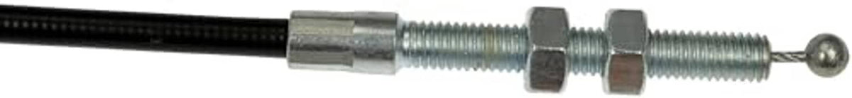Hood release cable connector with threaded metal parts and black cable
