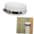 White flexible PVC pipe cap with clear top and stainless clamp band