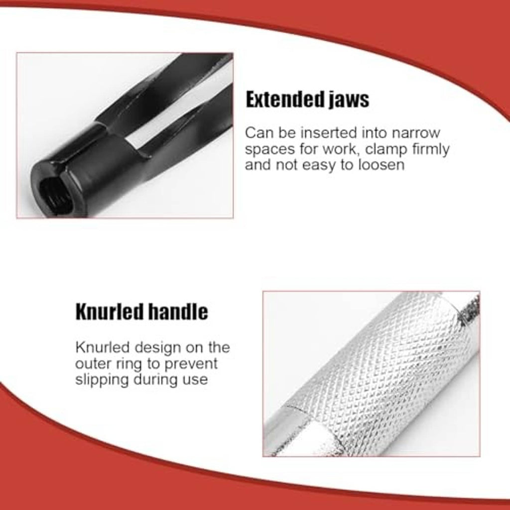 Knurled-handle pliers with extended jaws for valve stem seal installation and removal