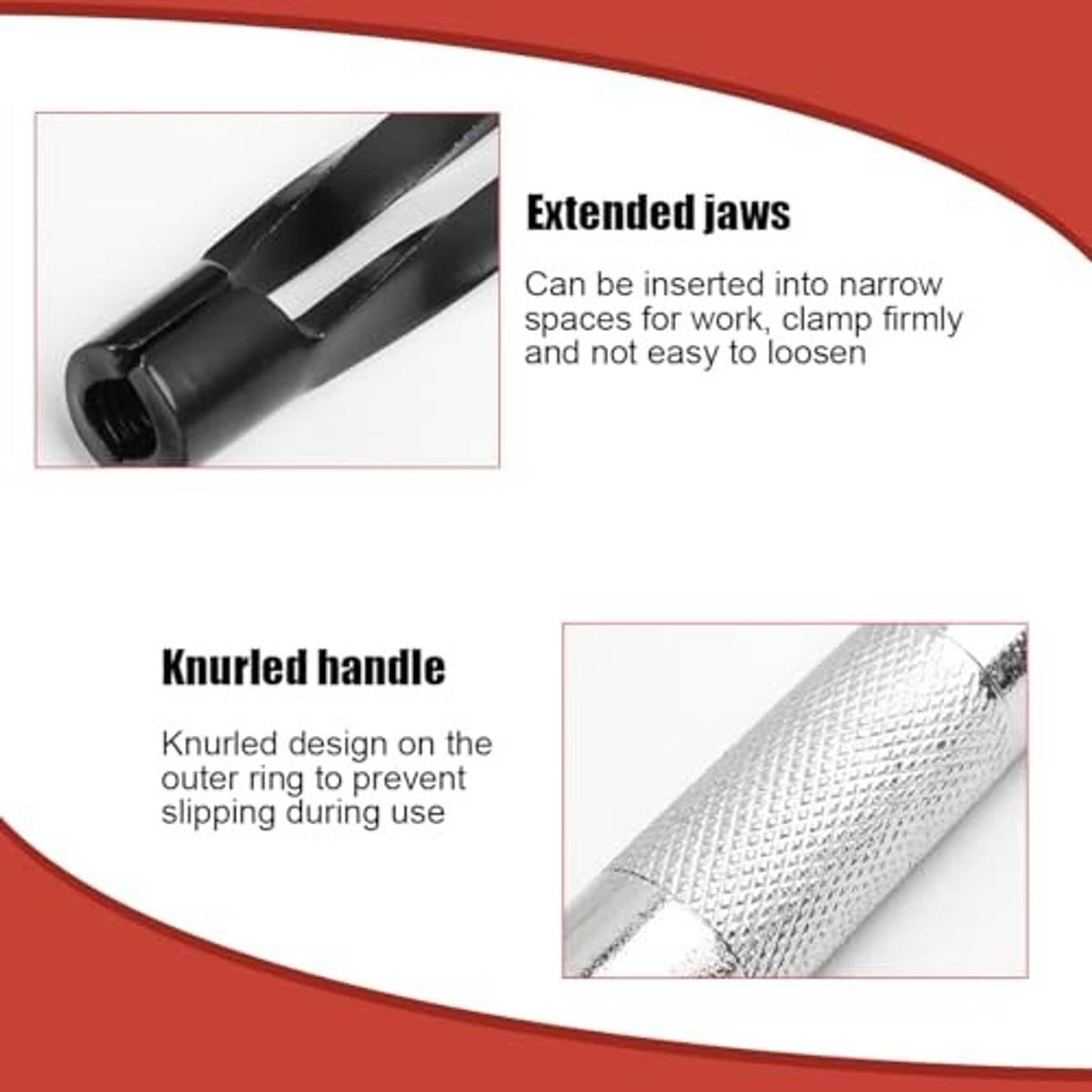 Knurled-handle pliers with extended jaws for valve stem seal installation and removal