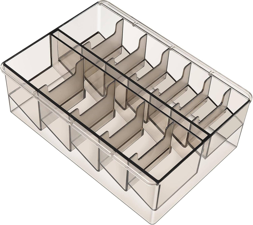 Transparent clipper guard organizer with 12 U-shaped slot holders in a clear case