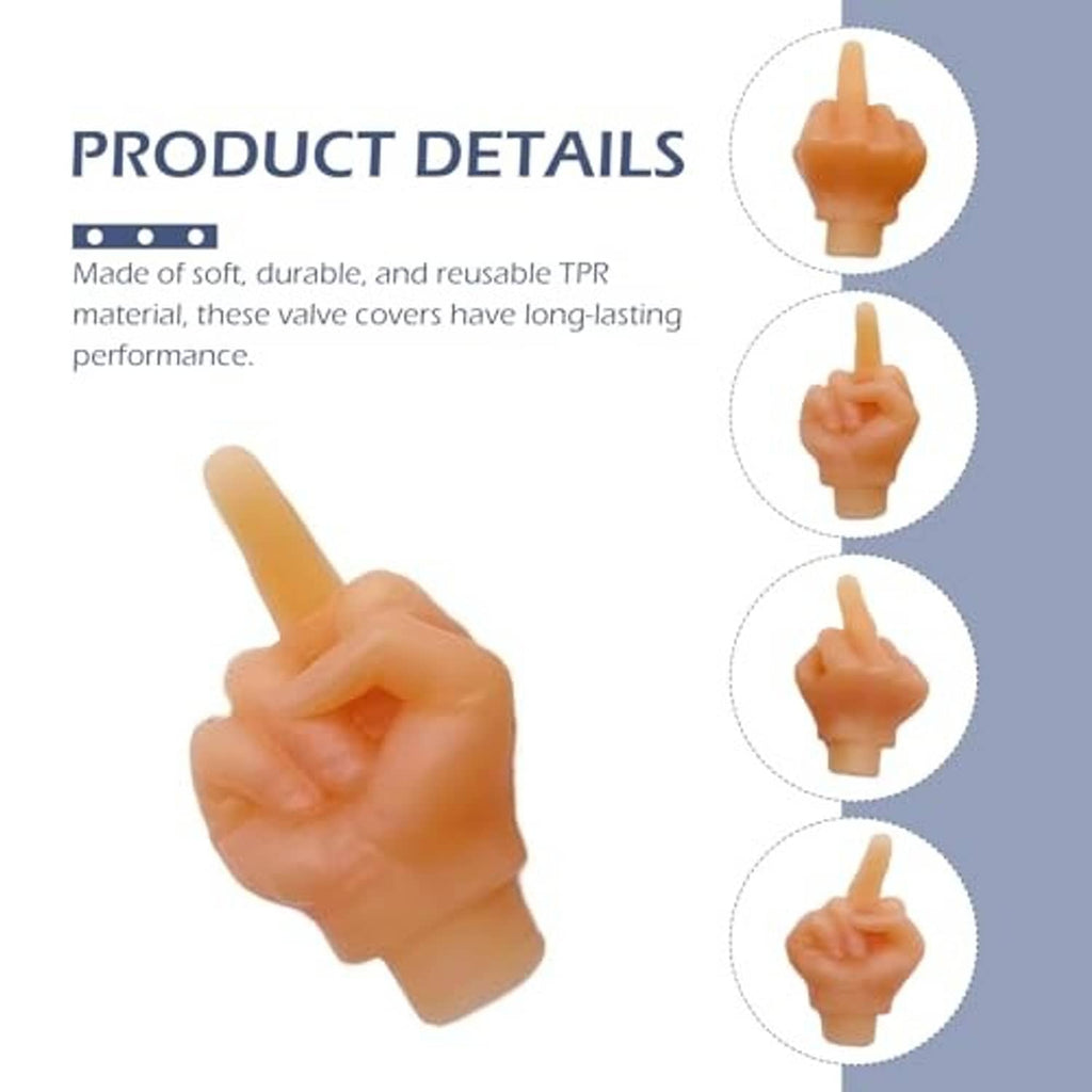Orange middle-finger tire valve caps made from soft, durable TPR