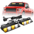 Amber and white emergency strobe light bar kit with suction mounts and remote controller
