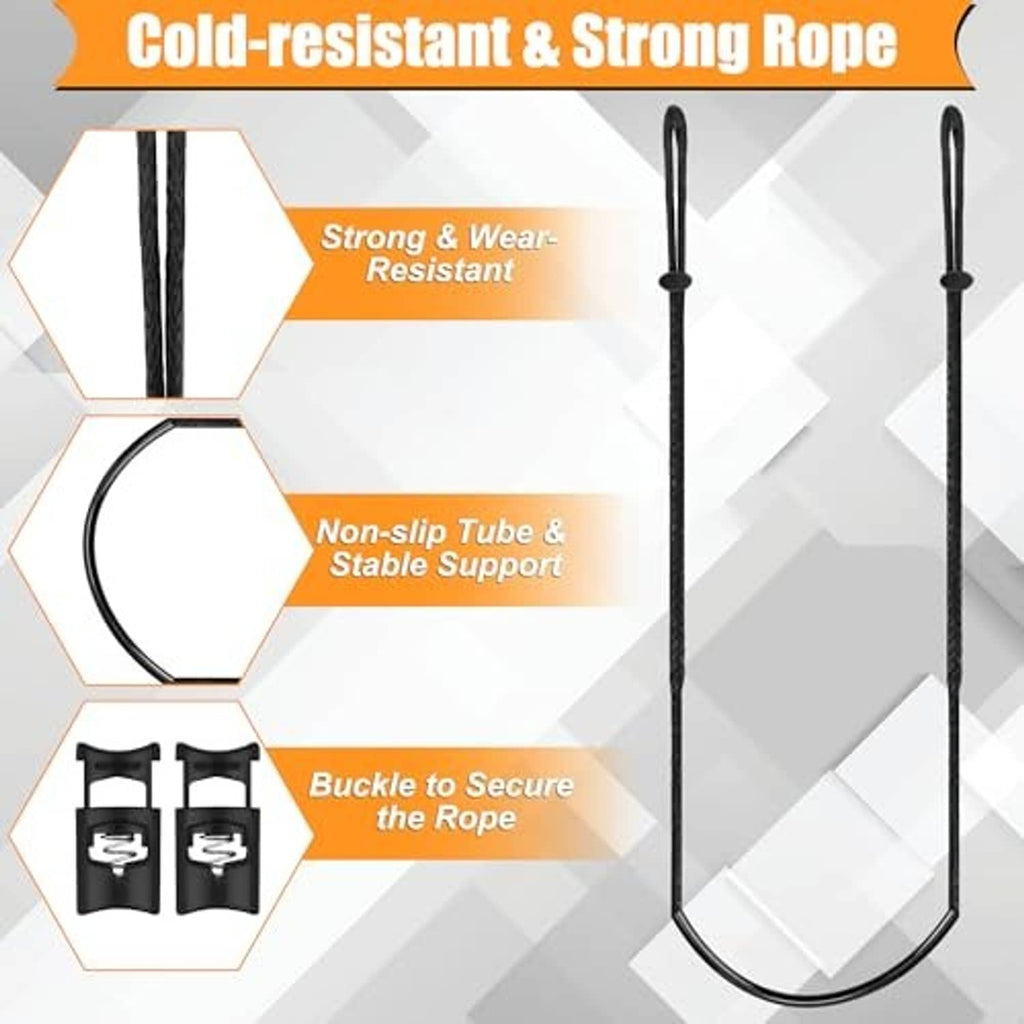 Pair of black rope climbing aids with curved U loop and tall vertical gripping straps