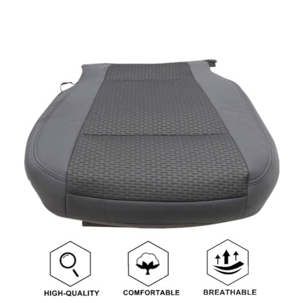 Gray cloth front driver seat bottom cover with breathable-texture center panel