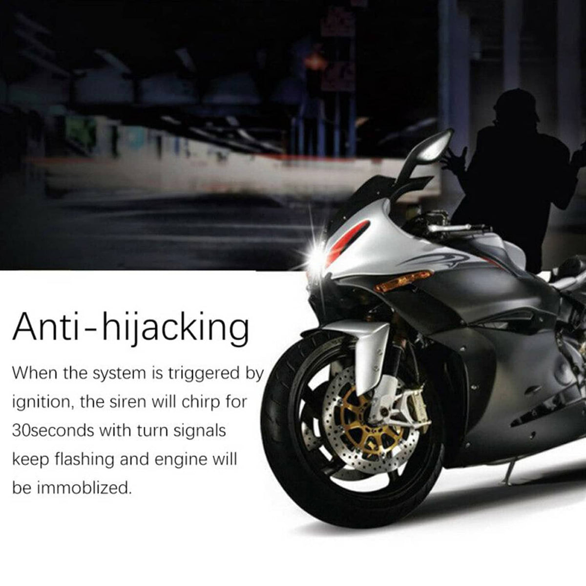 Motorcycle anti-theft alarm with remote-controlled siren system for scooter security