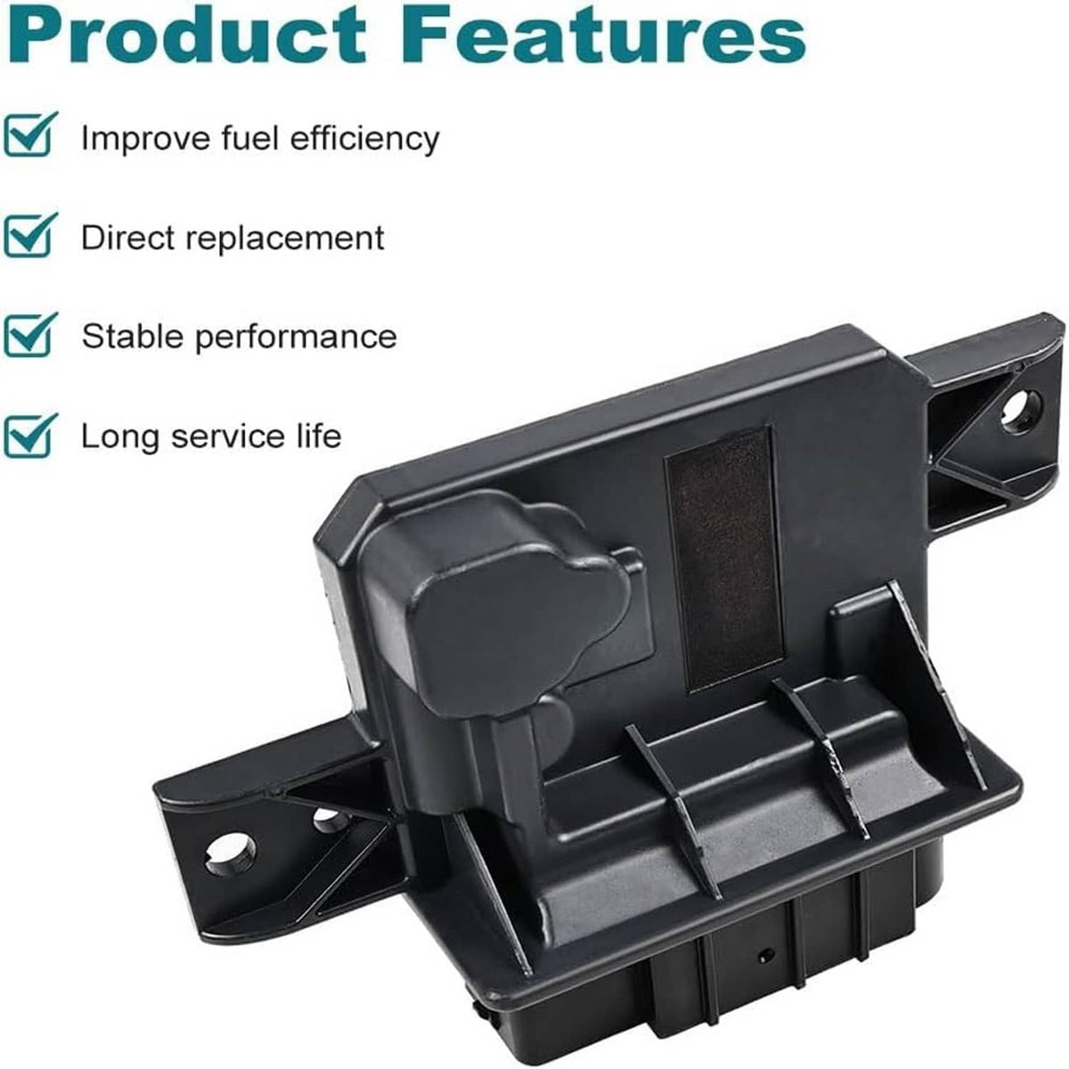 Black fuel pump power control module housing with side mounting bracket