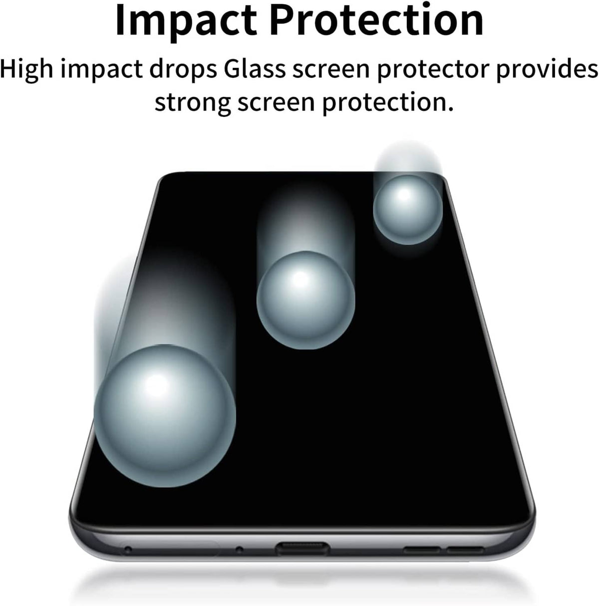Tempered glass screen protector showing impact protection on smartphone display surface