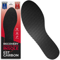 Carbon fiber insole with curved arch support, black carbon weave texture.
