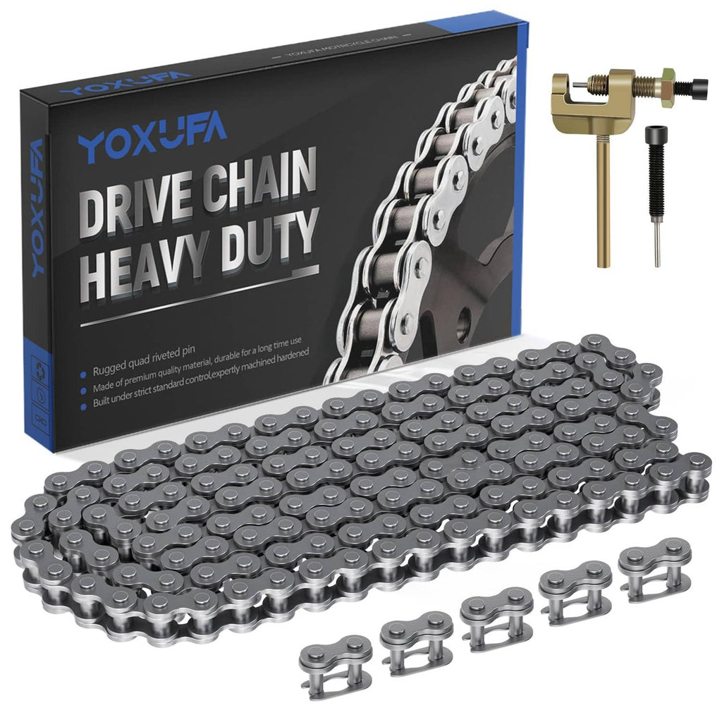 Silver #35 drive chain for mini bikes, heavy-duty roller links with master link hardware