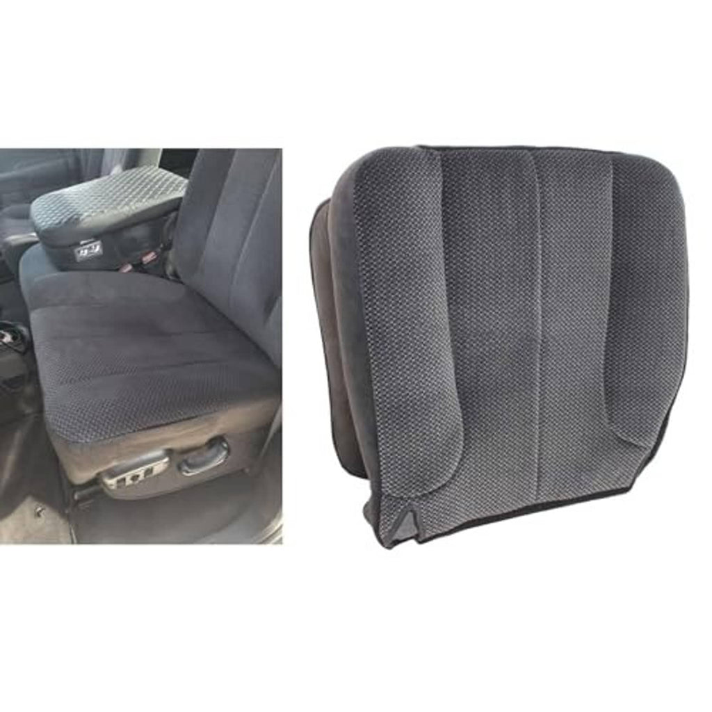 Dark gray textured cloth front driver seat back cover, angled front view