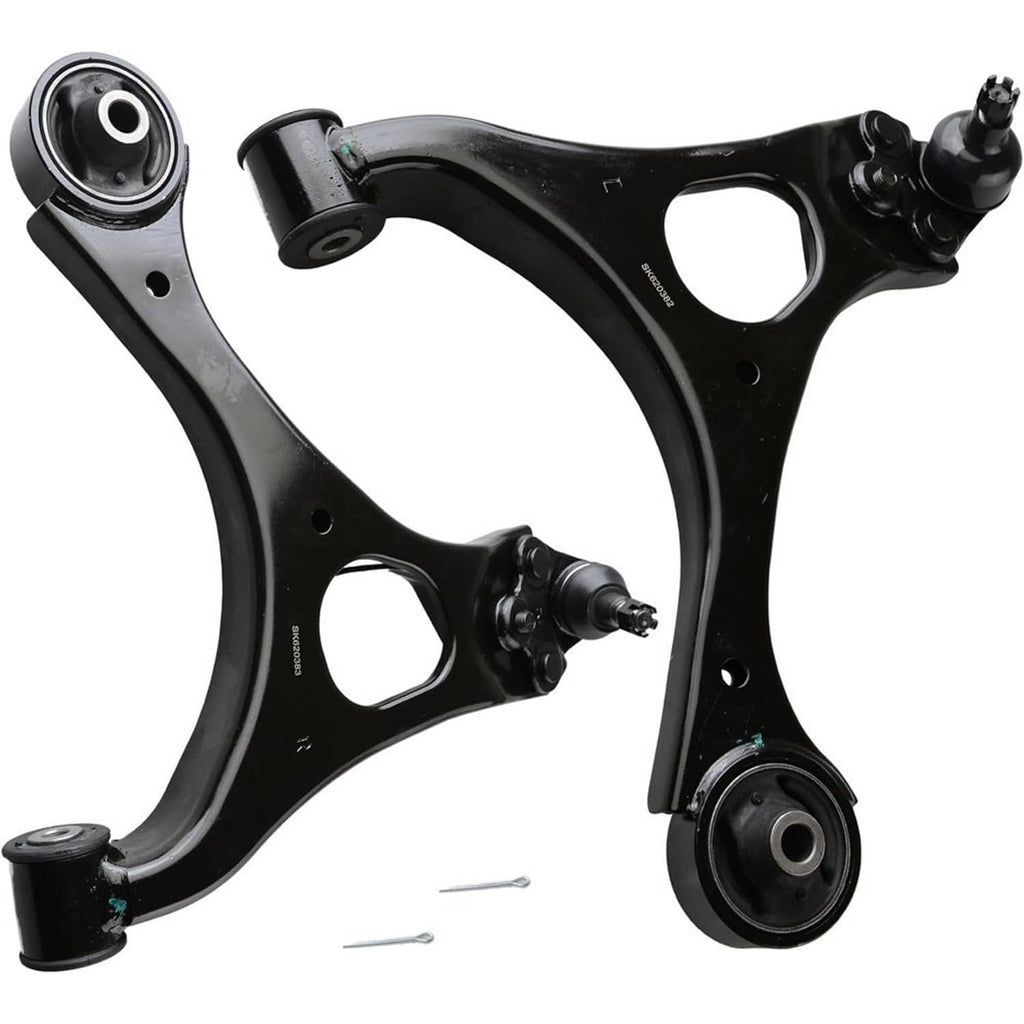Black front lower control arms with ball joints, pivot ends and axle mounts