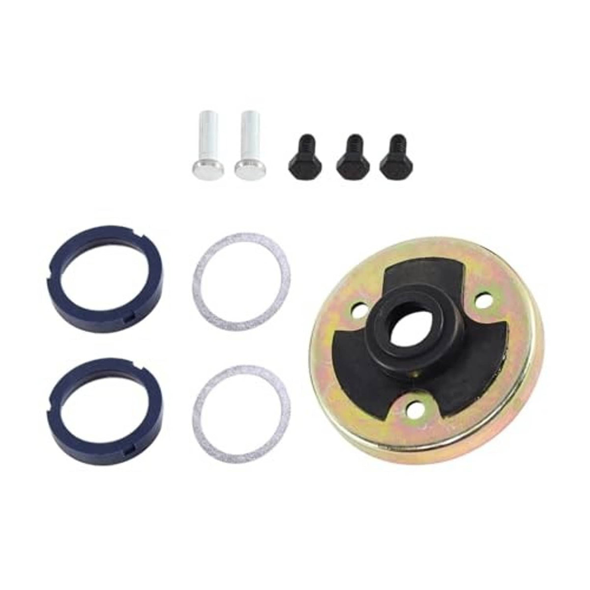 Manual shift re-build kit with steel plate, black bushing, seals, black fasteners, and pins